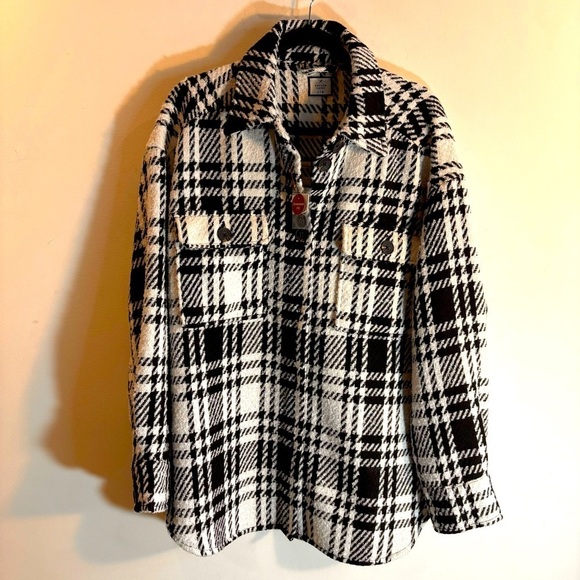 Denver Hayes Jackets & Blazers - DENVER HAYES Sz L Oversized Shacket Houndstooth Plaid Unlined NEW WITH TAG Shirt